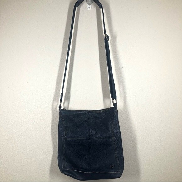 The Sak Lucia Leather Crossbody Bag Blue Everyday Casual Purse - Picture 1 of 16